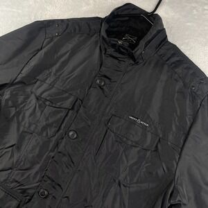 Grunt Style Jacket Mens Large Black Military Cargo Pockets Tech Windbreaker